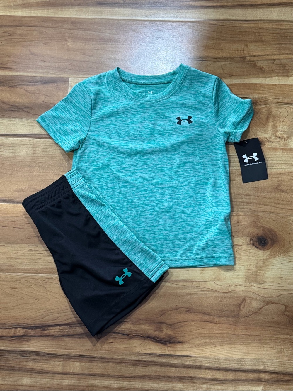 Under Armour Green Heather Performance Tee with Black Shorts